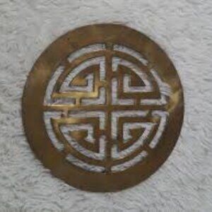 90s PIER 1 brass trivet DEADSTOCK nwt vintage round footed asian pot holder